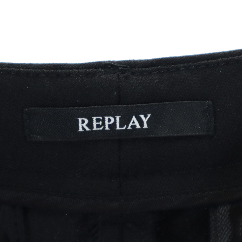 REPLAY リプレイ 未使用 ウールブレンド ラメ スラックスパンツ ｗ27 ブラック クロップド丈 レディース