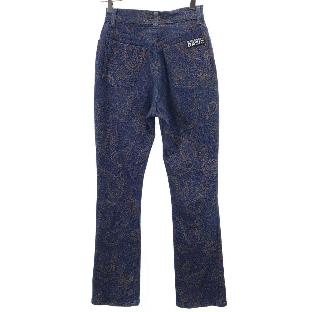 ドルチェアンドガッバーナ ベーシック ペイズリー柄 ブーツカットパンツ 40 ネイビー レディース