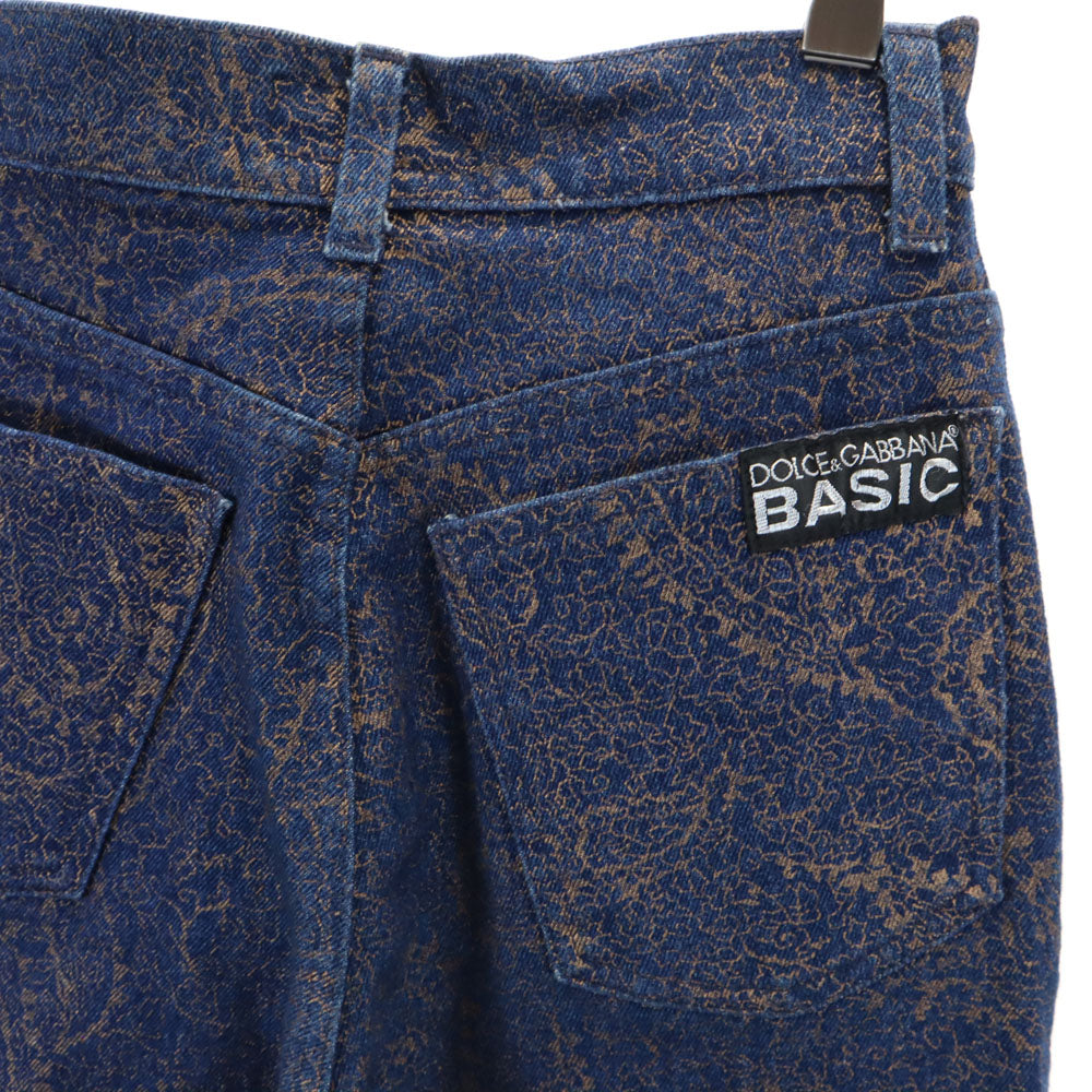 ドルチェアンドガッバーナ ベーシック ペイズリー柄 ブーツカットパンツ 40 ネイビー レディース