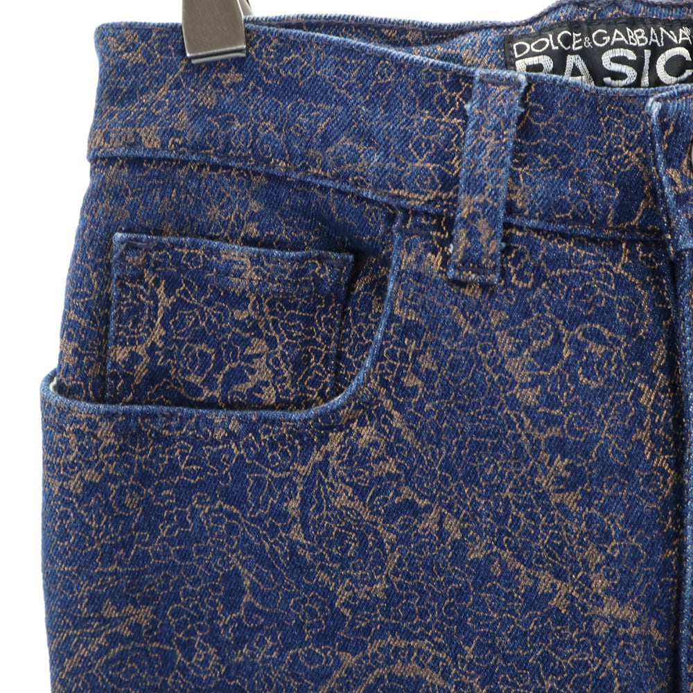 ドルチェアンドガッバーナ ベーシック ペイズリー柄 ブーツカットパンツ 40 ネイビー レディース