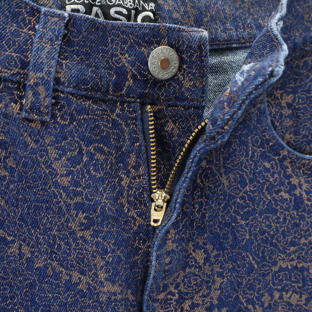 ドルチェアンドガッバーナ ベーシック ペイズリー柄 ブーツカットパンツ 40 ネイビー レディース