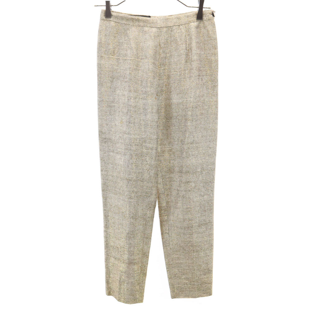 Salvatore Ferragamo サルヴァトーレフェラガモ 90s イタリア製 オールド スリムパンツ 6 ゴールド ラメ入り レディース