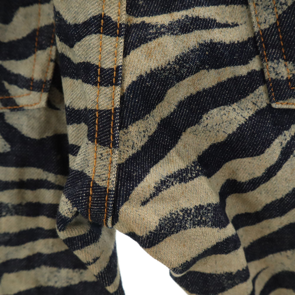 デニムオゾン 日本製 総柄 ヴィンテージ加工 スキニーデニムパンツ S ネイビー 他 ジーンズ レディース