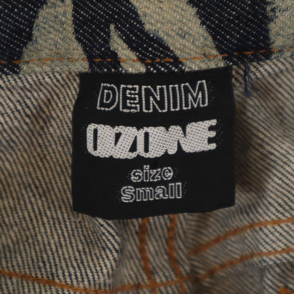 デニムオゾン 日本製 総柄 ヴィンテージ加工 スキニーデニムパンツ S ネイビー 他 DENIM OZONE ジーンズ レディース