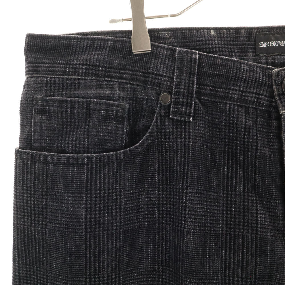 エンポリオアルマーニ チェック柄 ロングパンツ ｗ38 ブラック系 Emporio Armani ビッグサイズ メンズ