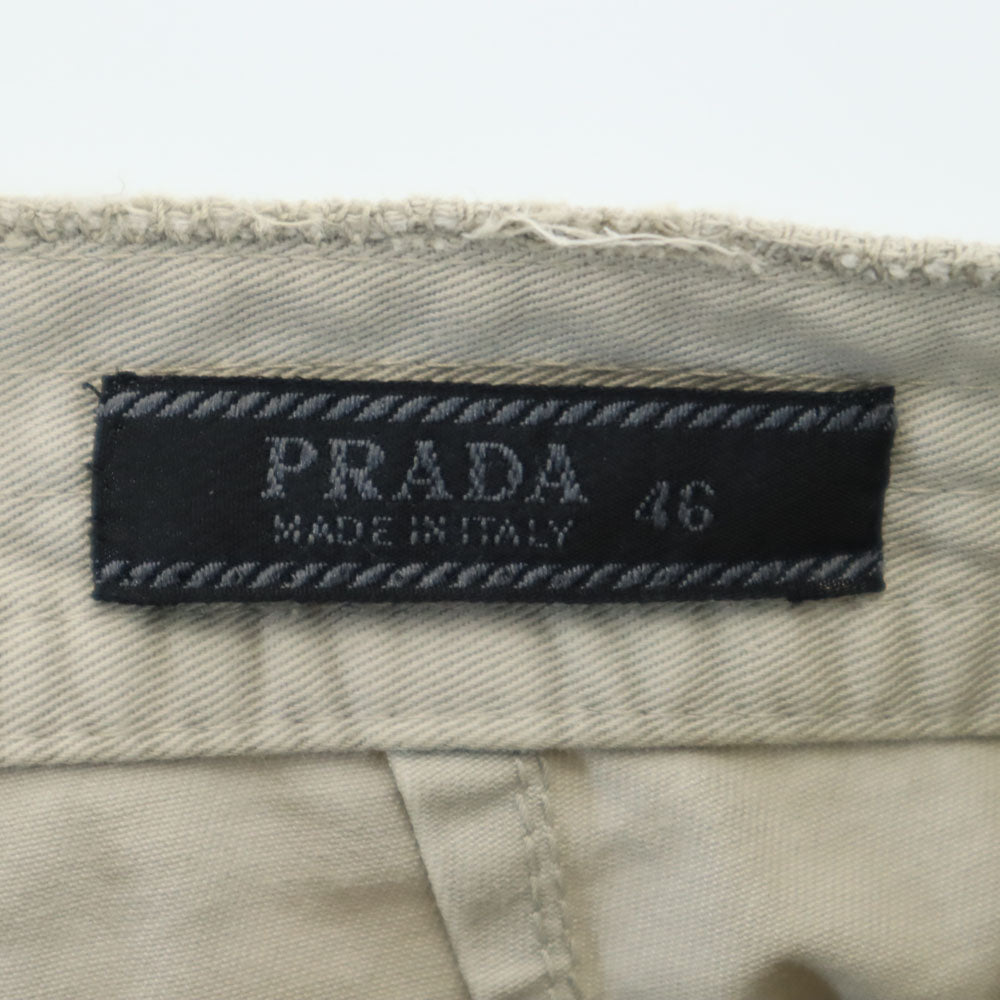 PRADA プラダ イタリア製 ボタンフライ ロングパンツ 46 ベージュ系 メンズ