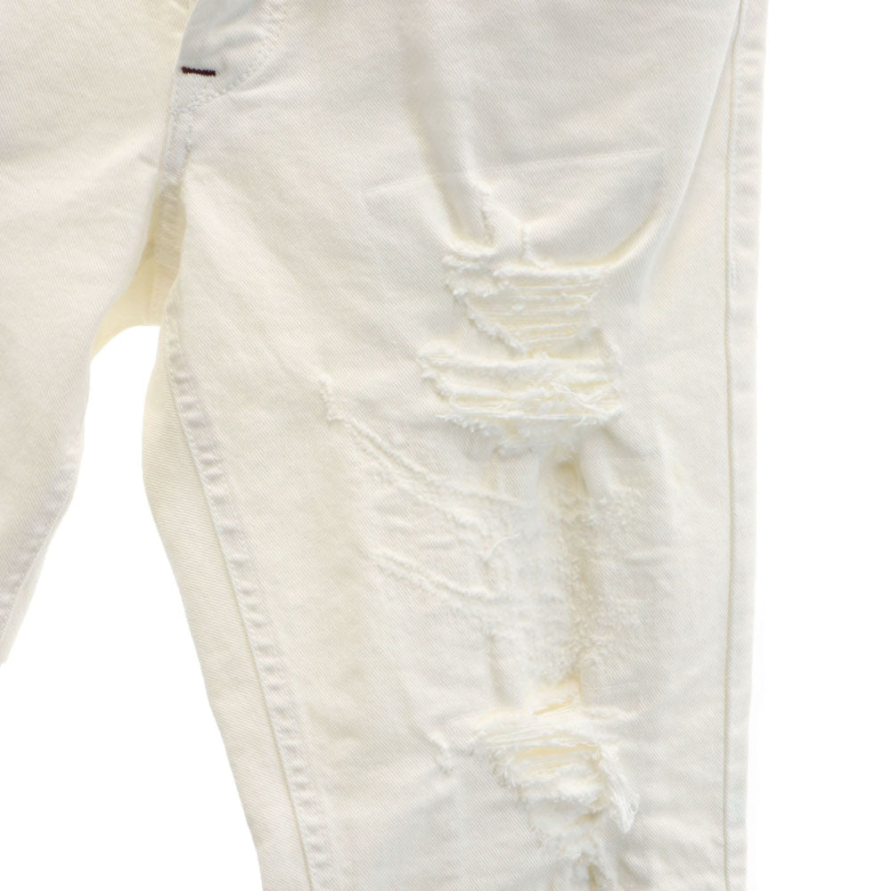 SIVIGLIA シヴィリア イタリア製 クラッシュ加工 スキニーパンツ W31 ホワイト ボタンフライ メンズ