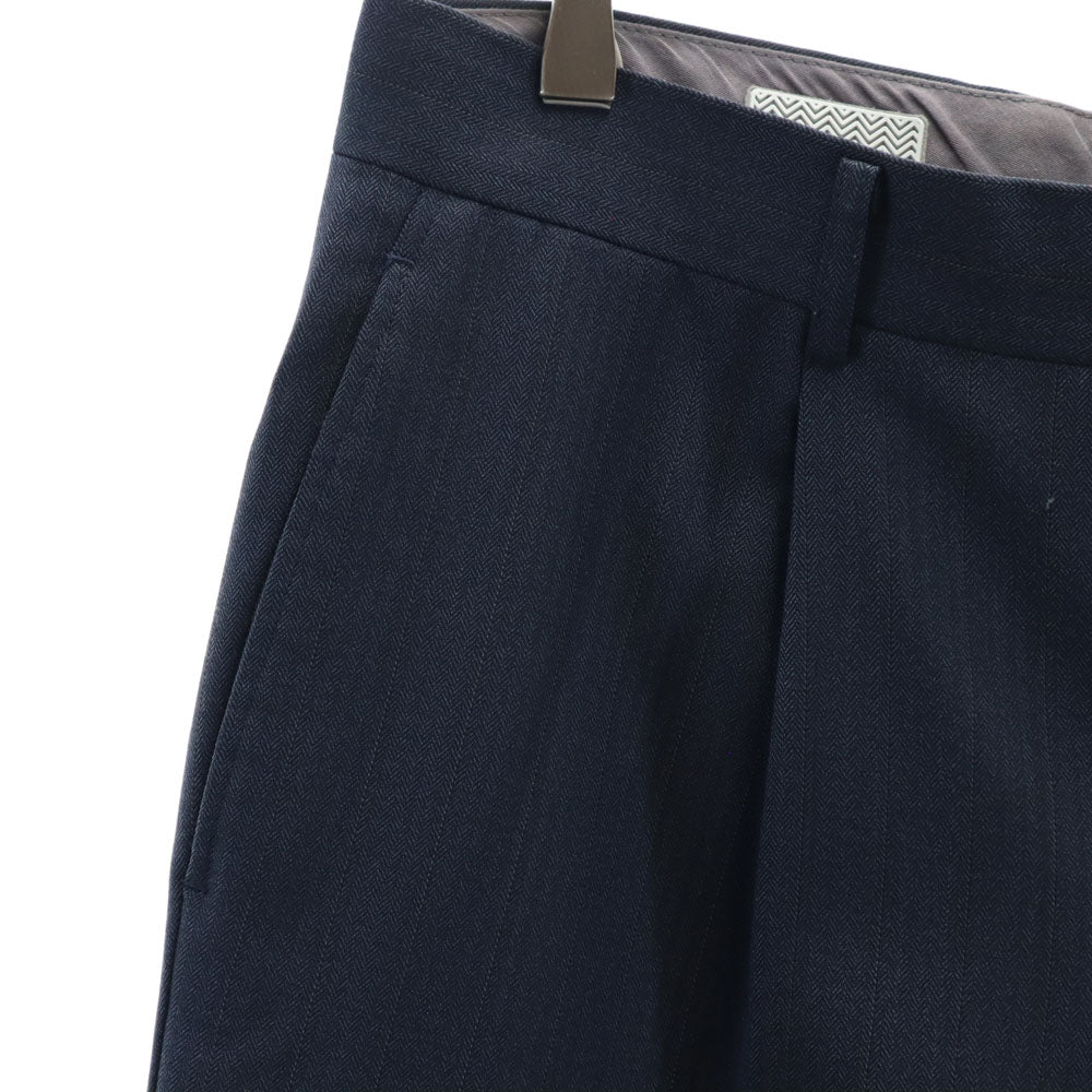 オールド 90s ヘリンボーン ストライプ柄 スラックスパンツ AB4 ネイビー OLD メンズ