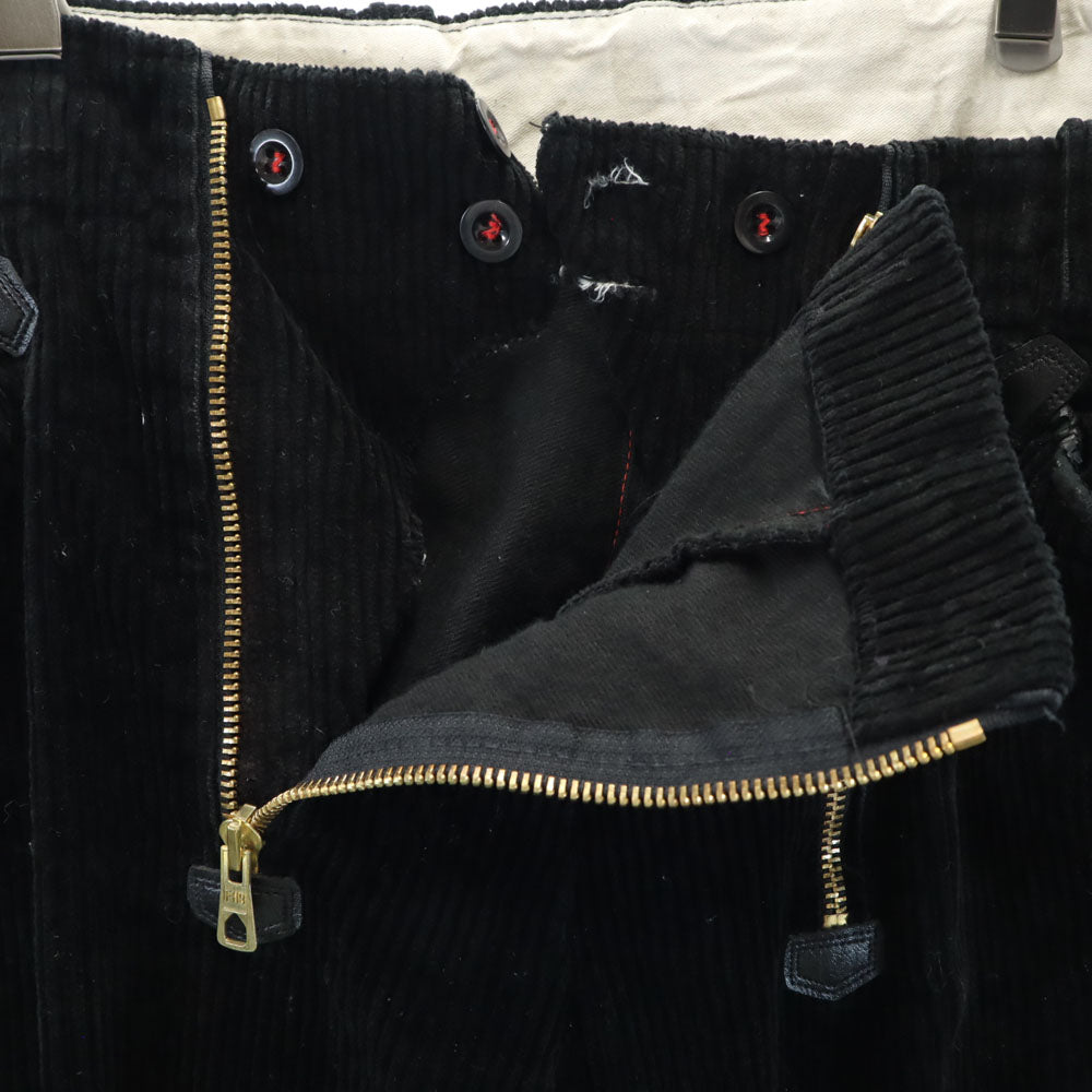 エフエイチビー 80s ヴィンテージ ユーロワーク 木こり ブラックコーズ コーデュロイパンツ 58 ブラック ロガーパンツ メンズ