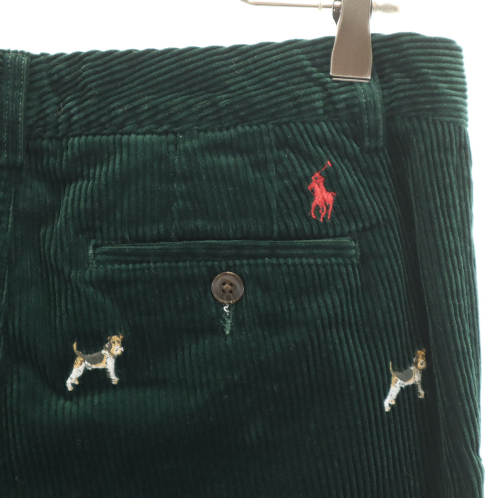 未使用 ポロラルフローレン ドッグ刺繍 コーデュロイパンツ 16 深緑 POLO RALPH LAUREN 犬柄 キッズ