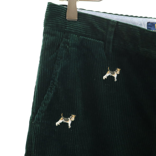 未使用 ポロラルフローレン ドッグ刺繍 コーデュロイパンツ 16 深緑 POLO RALPH LAUREN 犬柄 キッズ