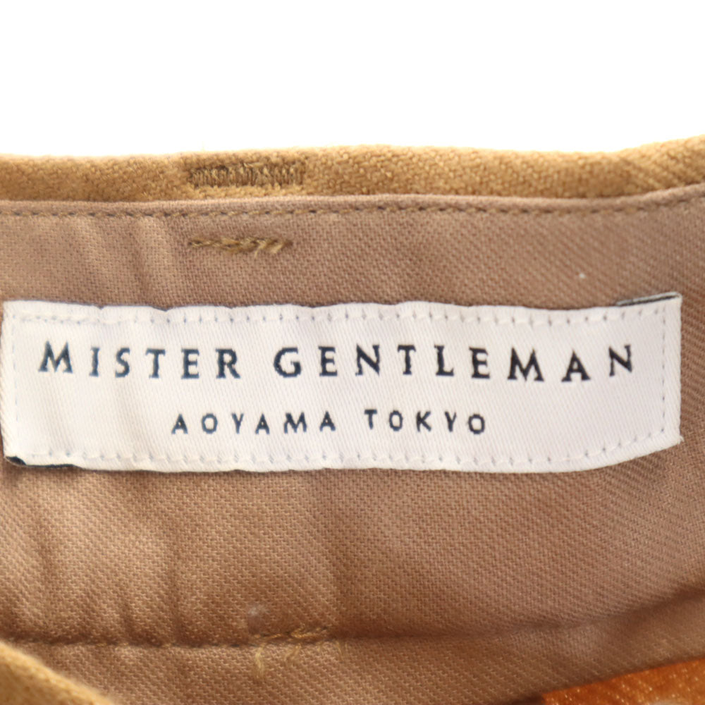 美品 ミスタージェントルマン 日本製 ウール タック テーパードパンツ XL ベージュ Mr.GENTLEMAN メンズ