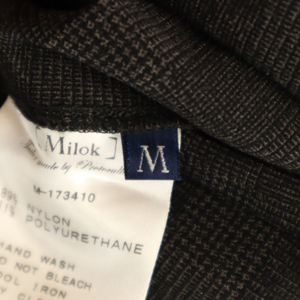 Milok ミロック 日本製 チェック柄 テーパードパンツ M グレー ストレッチ メンズ