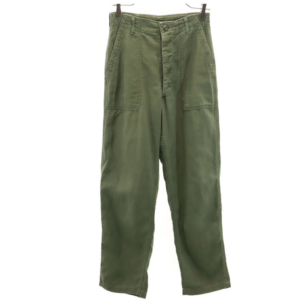 US ARMY アメリカ軍 70s ヴィンテージ コットンサテン ベイカー パンツ W28 カーキ ミリタリー DSA メンズ