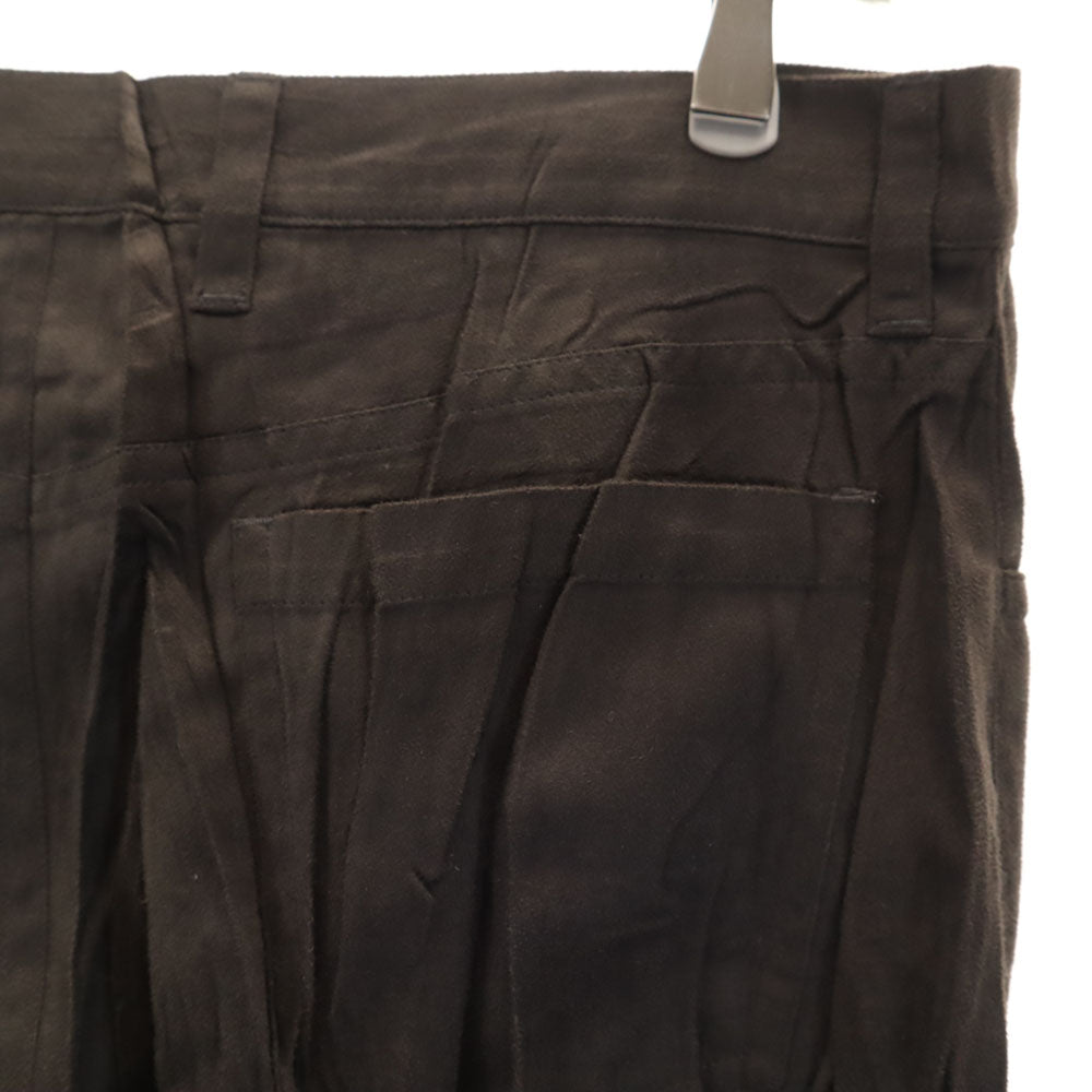 ISSEY MIYAKE イッセイミヤケ 日本製 プリーツ フェイクスエード パンツ 3 ブラウン メンズ