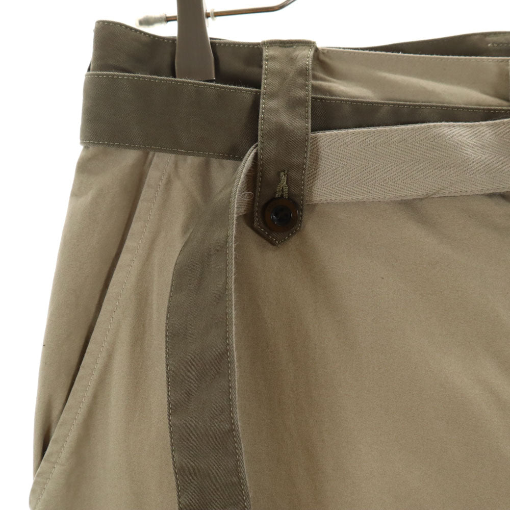 Sacai サカイ 23SS 日本製 ウールブレンド 23-02978M ベルテッド チノパンツ 1 アッシュベージュ メンズ