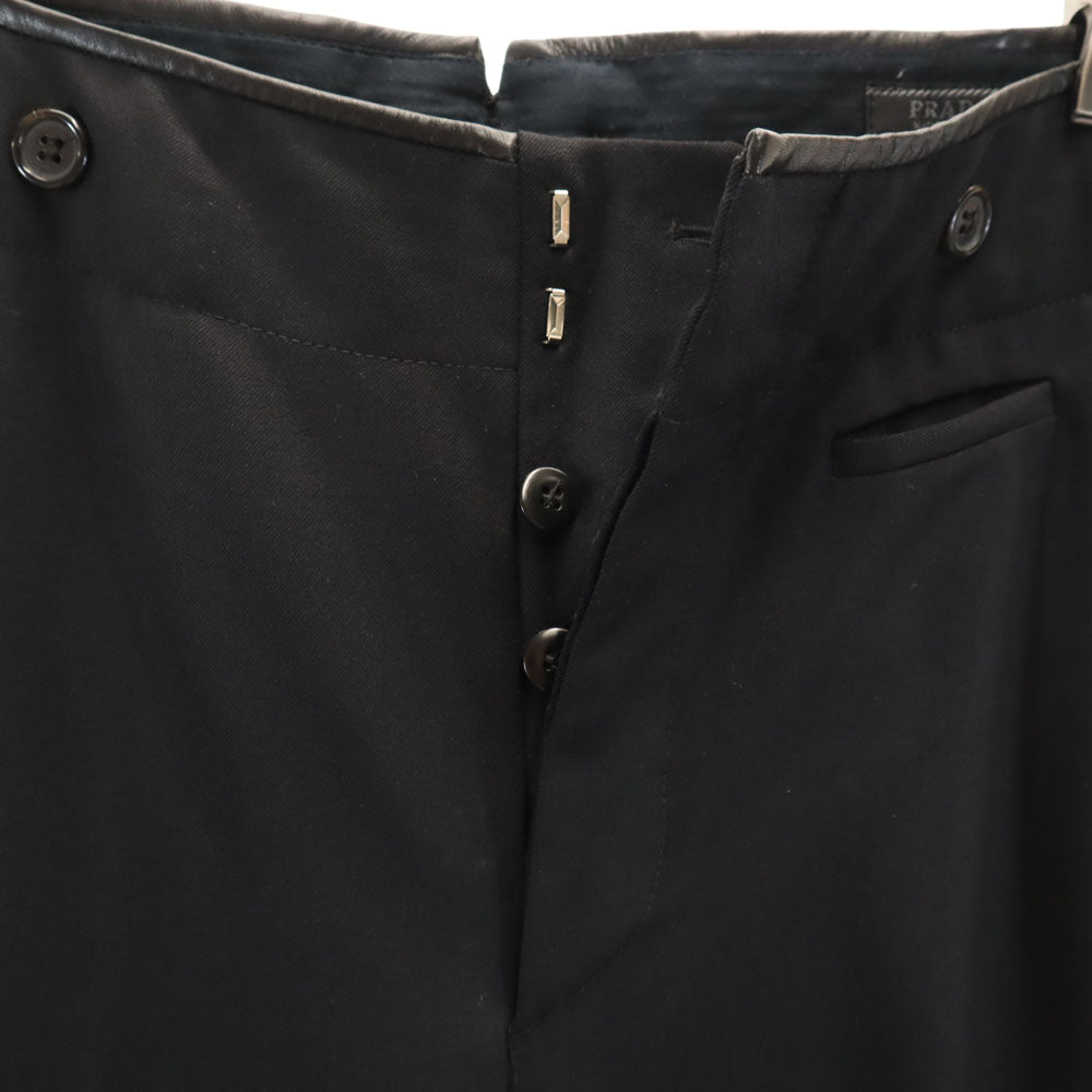 PRADA プラダ イタリア製 ロングパンツ 46 チャコールブラック レディース