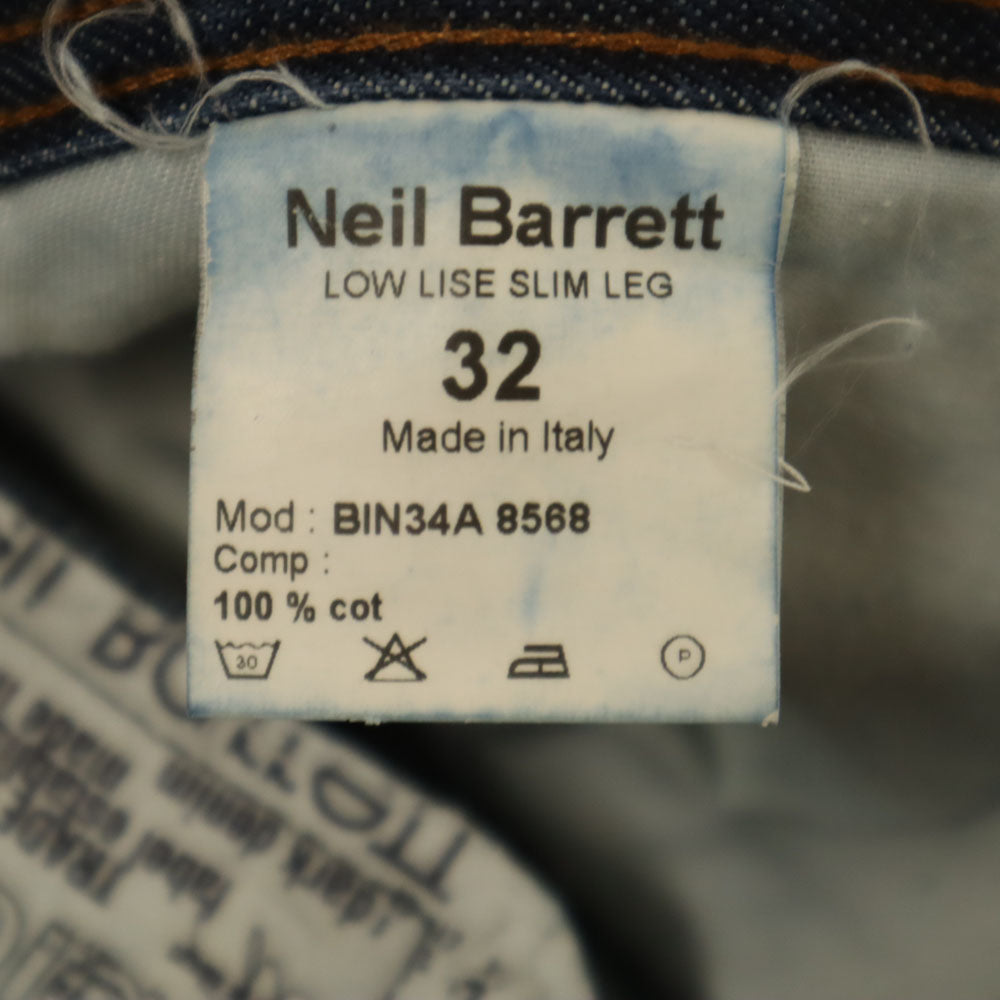 NEIL BARRETT ニールバレット イタリア製 ローライズ スリムデニムパンツ W32 インディゴブルー ジーンズ メンズ