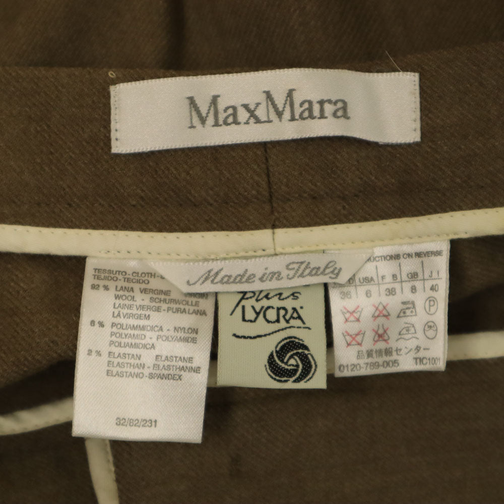 マックスマーラ イタリア製 スラックスパンツ 40 ベージュブラウン MAX MARA レディース