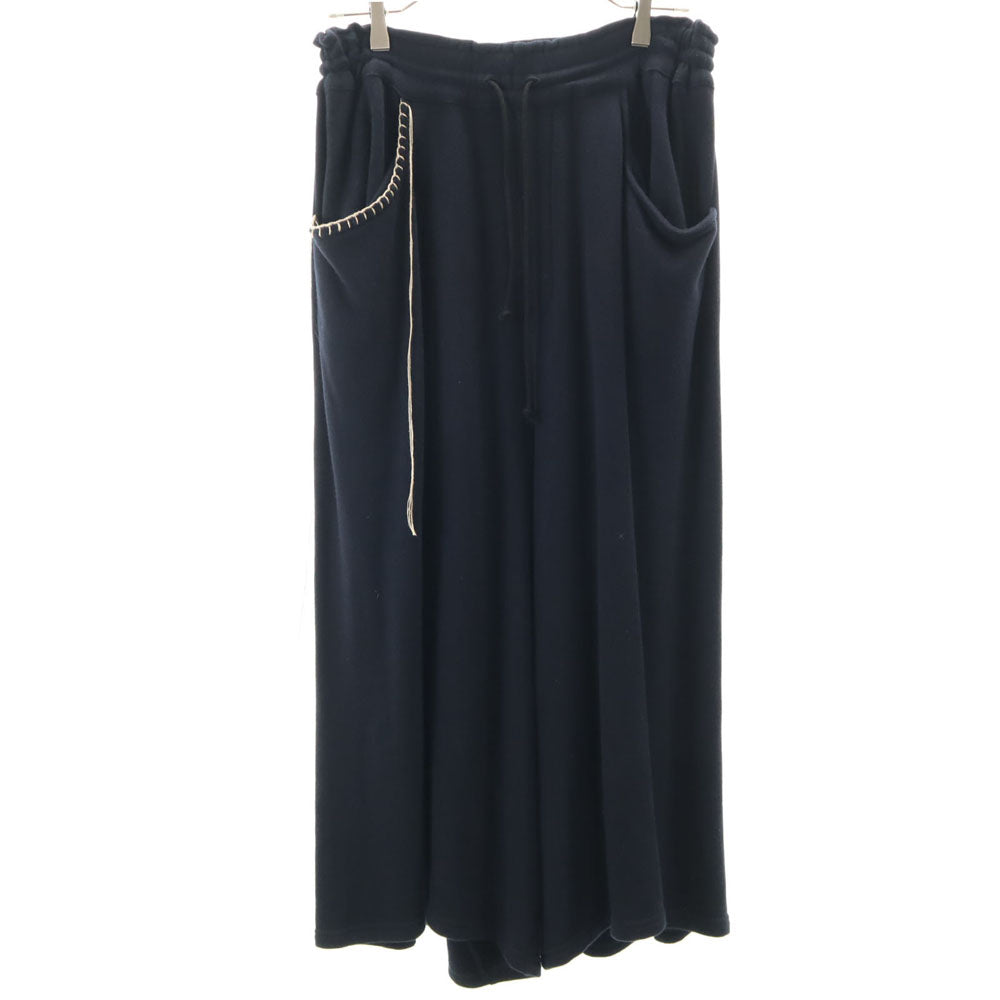 Y's ワイズ 日本製 ブランケットステッチ ワイドパンツ 2 ネイビー メンズ