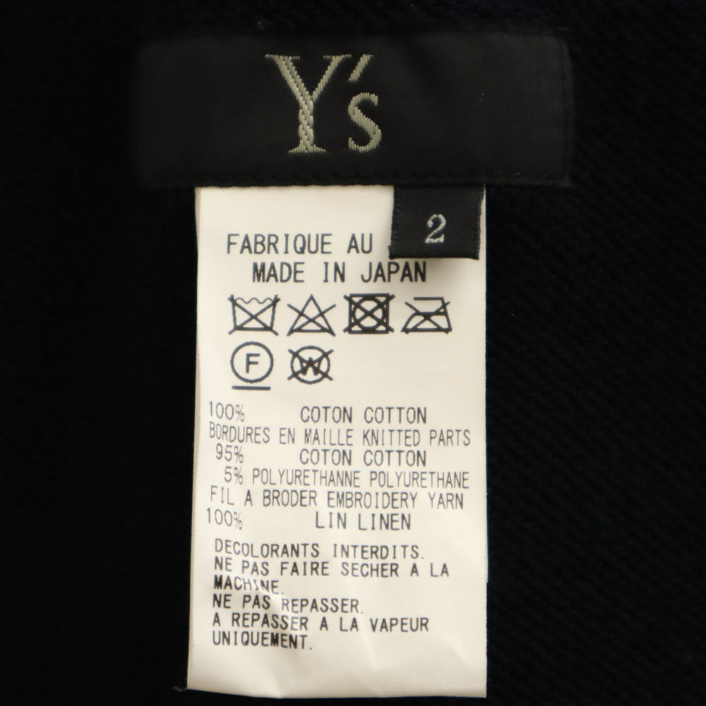 Y's ワイズ 日本製 ブランケットステッチ ワイドパンツ 2 ネイビー メンズ