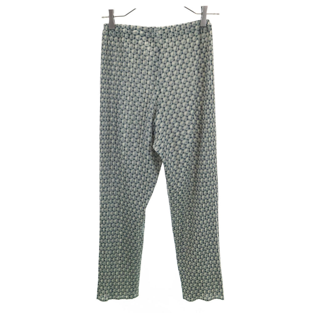 PLEATS PLEASE プリーツプリーズ 90s 日本製 オールド 総柄 イージーパンツ 2 グレー イッセイミヤケ レディース