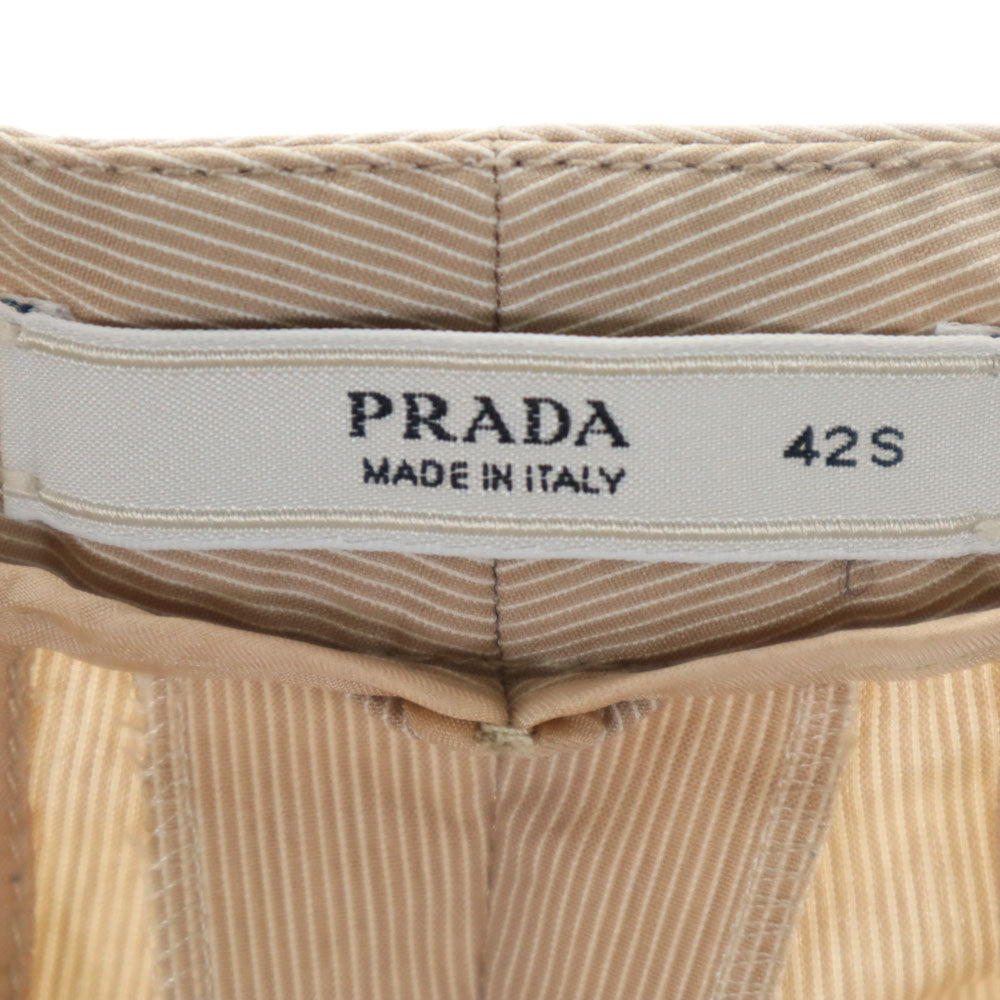 PRADA プラダ イタリア製 ストライプ柄 クロップドパンツ 42S ベージュ レディース