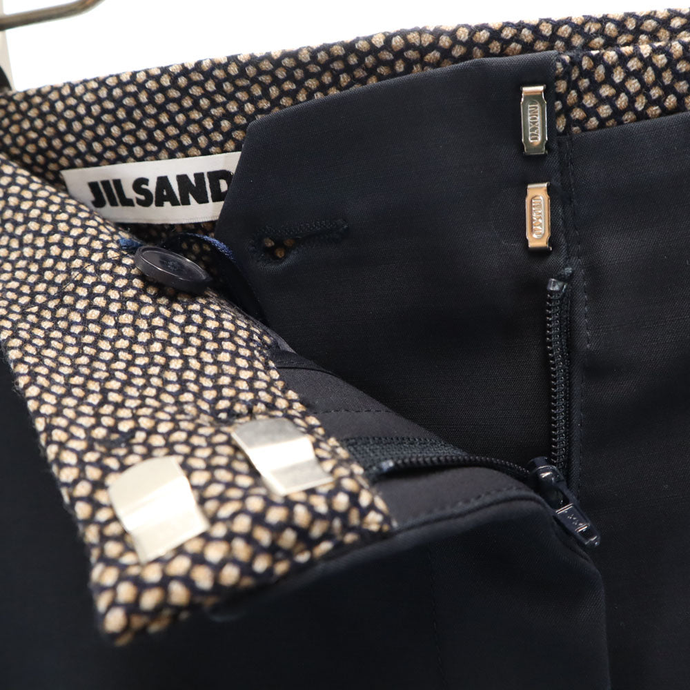 JIL SANDER ジルサンダー イタリア製 ウールブレンド スラックスパンツ 36 ネイビー レディース