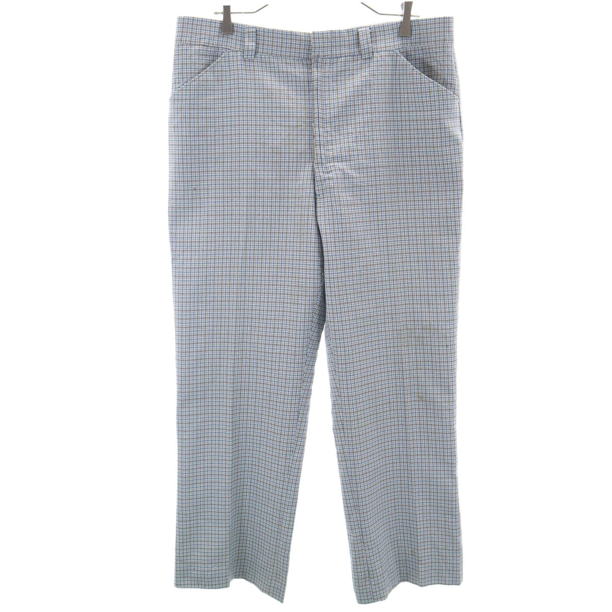VINTAGE ヴィンテージ 70s チェック柄 トラウザー パンツ ネイビー メンズ