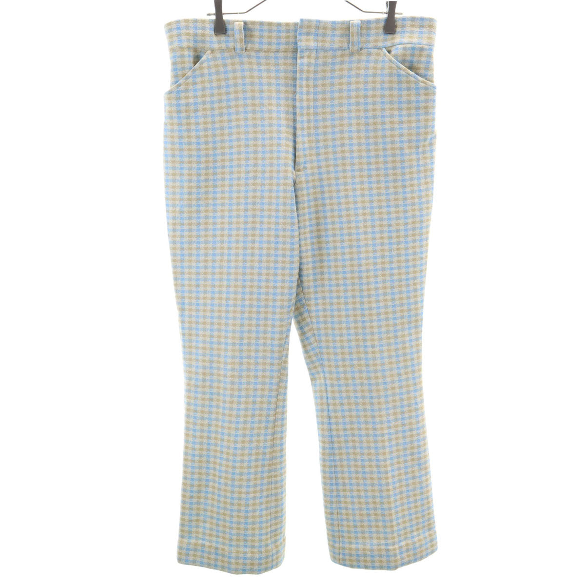 70s ヴィンテージ チェック柄 トラウザー パンツ ベージュ メンズ