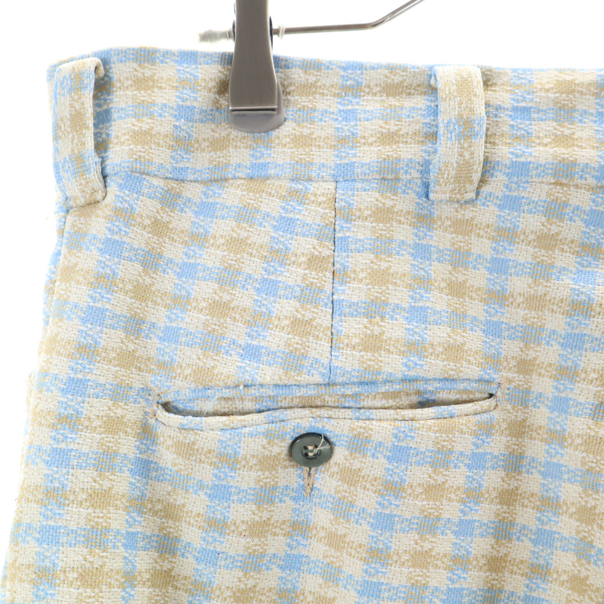 70s ヴィンテージ チェック柄 トラウザー パンツ ベージュ メンズ
