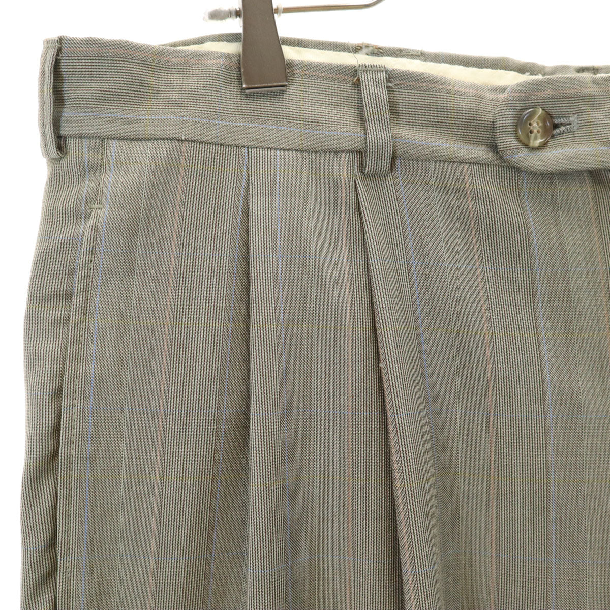 VINTAGE ヴィンテージ 70s チェック柄 トラウザー パンツ ネイビー ビッグサイズ メンズ