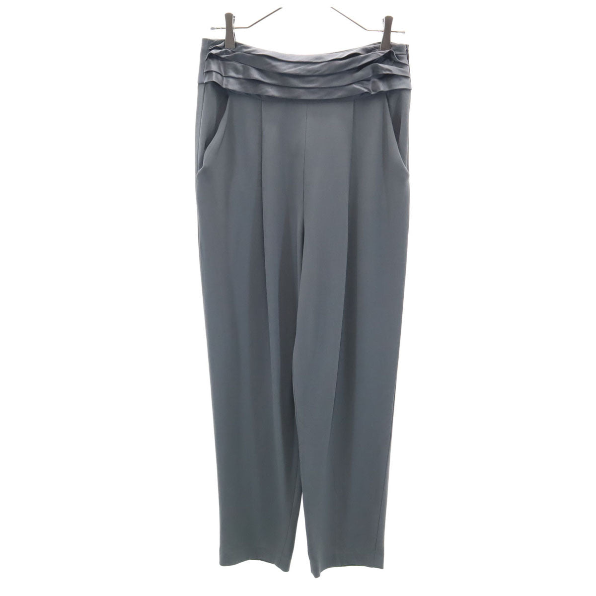 Emporio Armani エンポリオアルマーニ ハイウエスト テーパードパンツ 42 グレー タック レディース