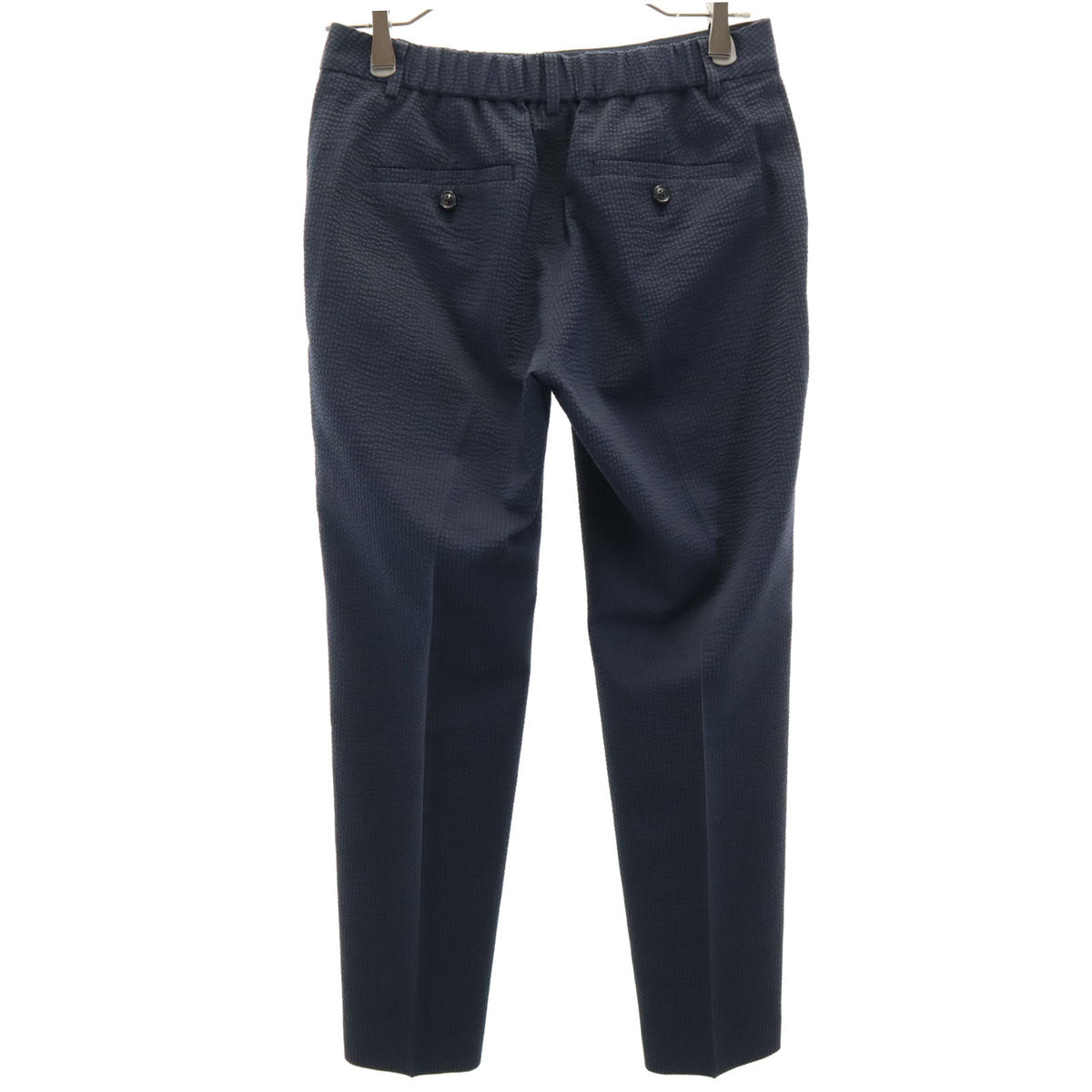 green label relaxing グリーンレーベルリラクシング テーパードパンツ 40 ネイビー サッカー生地 レディース