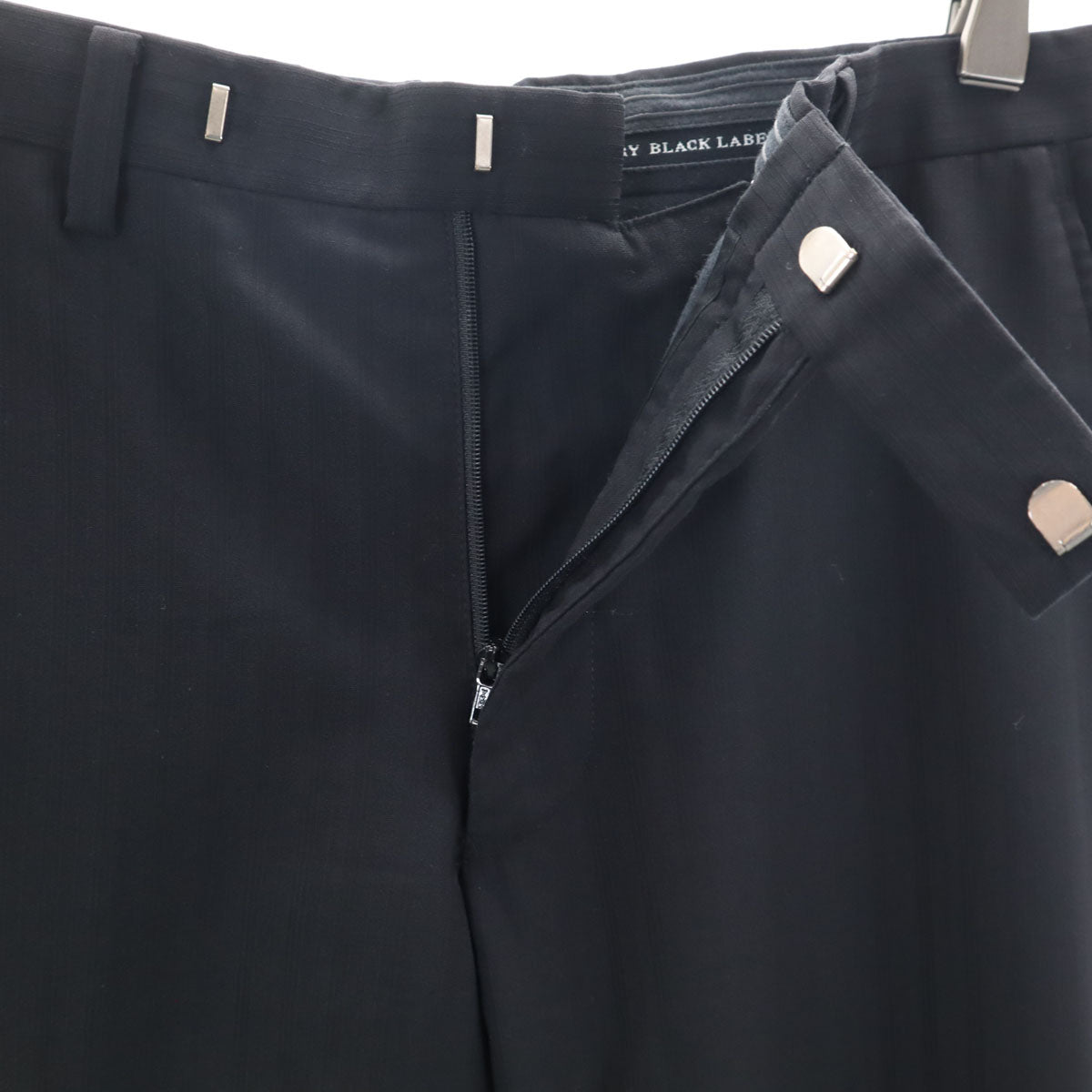 BURBERRY BLACK LABEL バーバリーブラックレーベル 日本製 ストライプ柄 スラックスパンツ 36R ブラック 三陽商会 レディース
