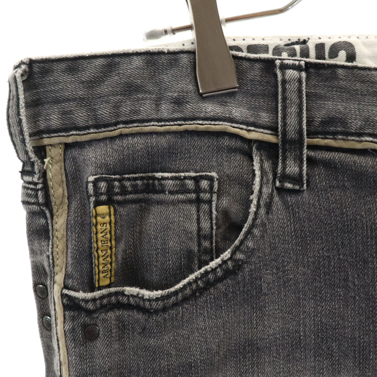 ARMANI JEANS アルマーニジーンズ チュニジア製 ボタンフライ スキニーパンツ w31 グレー メンズ