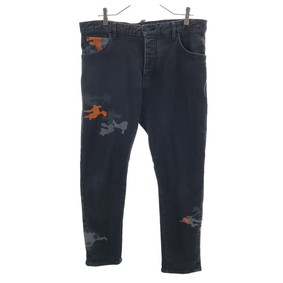 Emporio Armani エンポリオアルマーニ モーリシャス製 カモフラパッチワーク ボタンフライ デニムパンツ w30 グレー アフリカコットン メンズ