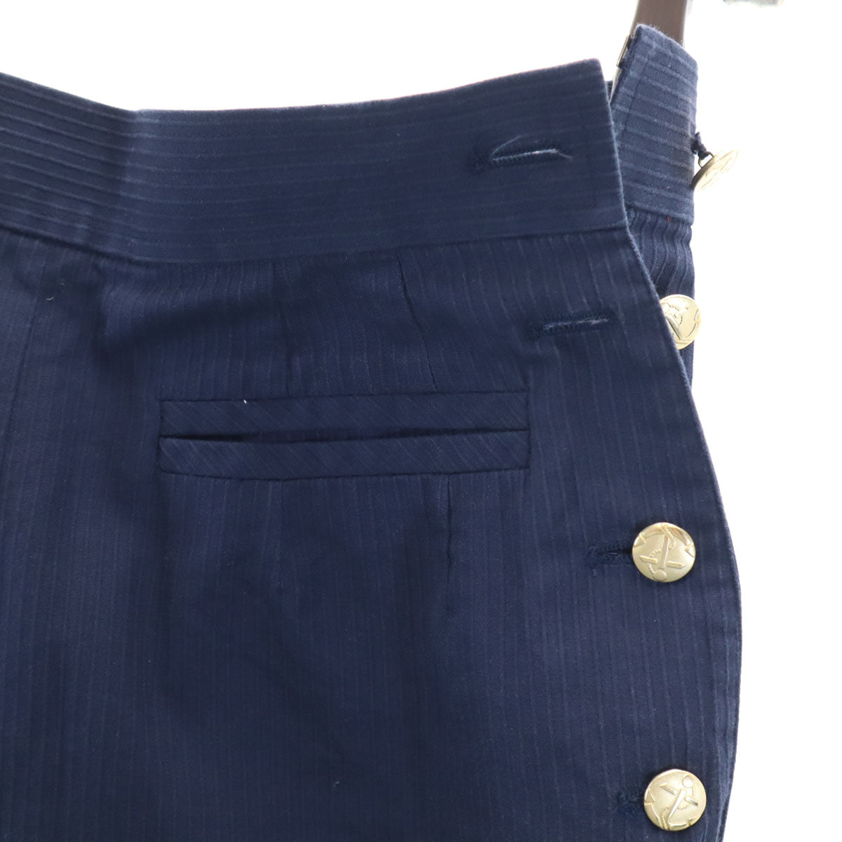 miss chloe ミスクロエ 日本製 ストライプ柄 クロップドパンツ 40 ネイビー マリン レディース