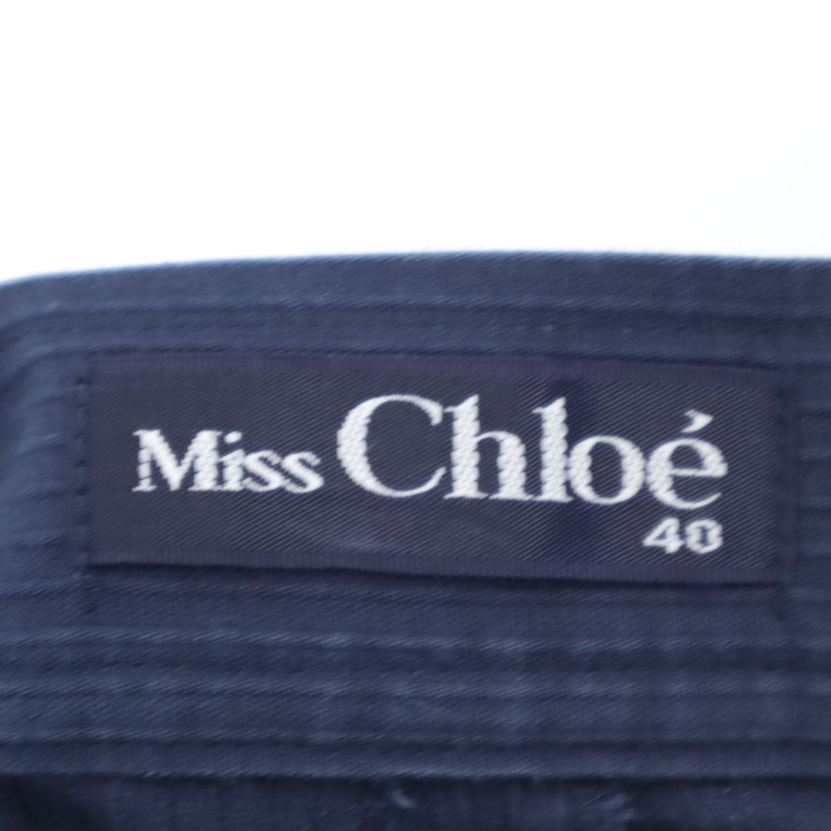 miss chloe ミスクロエ 日本製 ストライプ柄 クロップドパンツ 40 ネイビー マリン レディース