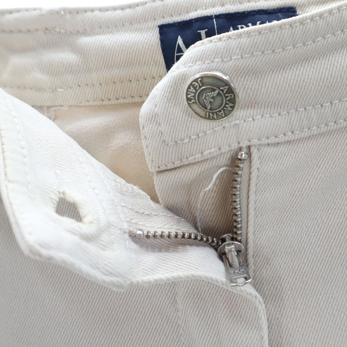 ARMANI JEANS アルマーニジーンズ イタリア製 パンツ W26 ベージュ バックリボン レディース