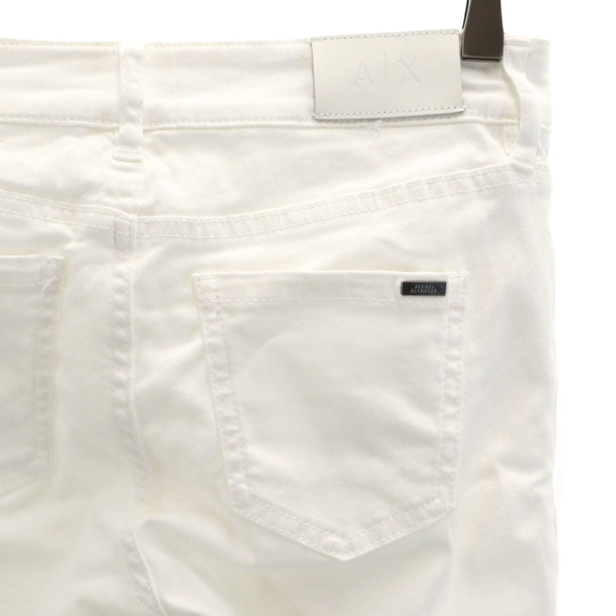 ARMANI EXCHANGE アルマーニエクスチェンジ クラッシュ加工 スーパー スキニーパンツ W25 ホワイト レディース