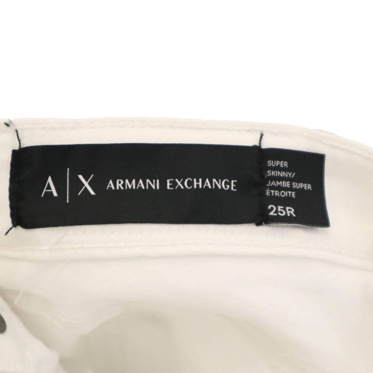 ARMANI EXCHANGE アルマーニエクスチェンジ クラッシュ加工 スーパー スキニーパンツ W25 ホワイト レディース