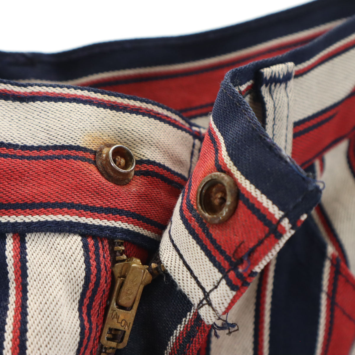 Levi's リーバイス 70s ヴィンテージ 42タロン ビッグE ボタン裏32 ストライプ柄 スタプレ フレアデニムパンツ レディース