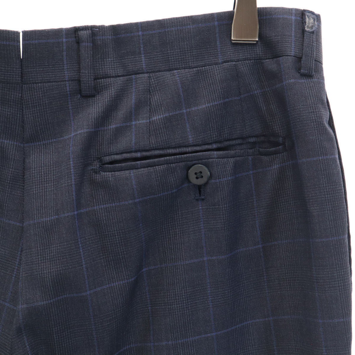 BEAMS F ビームスエフ 日本製 チェック柄 スリム スラックスパンツ 95 ネイビー メンズ