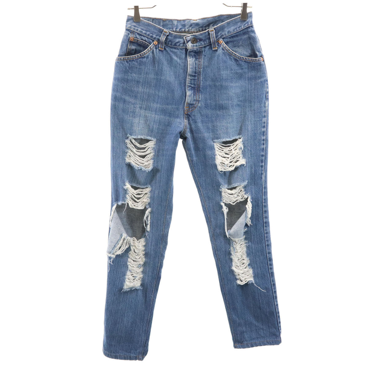 Levi's リーバイス 80s 26048 0214 ヴィンテージ 42タロン クラッシュ加工 テーパードデニムパンツ 13 ウォッシュブルー ジーンズ レディース