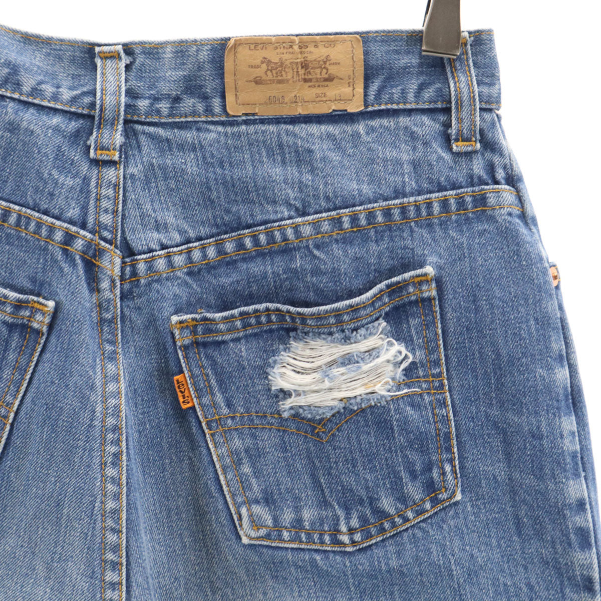 Levi's リーバイス 80s 26048 0214 ヴィンテージ 42タロン クラッシュ加工 テーパードデニムパンツ 13 ウォッシュブルー ジーンズ レディース