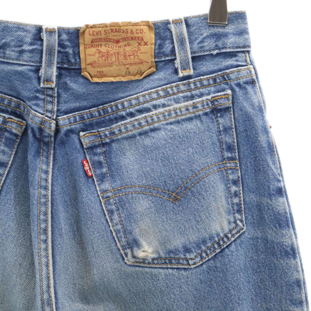 Levi's リーバイス 90s 701 USA製 スチューデントライン オールド テーパードデニムパンツ W29 ウォッシュブルー ジーンズ キッズ