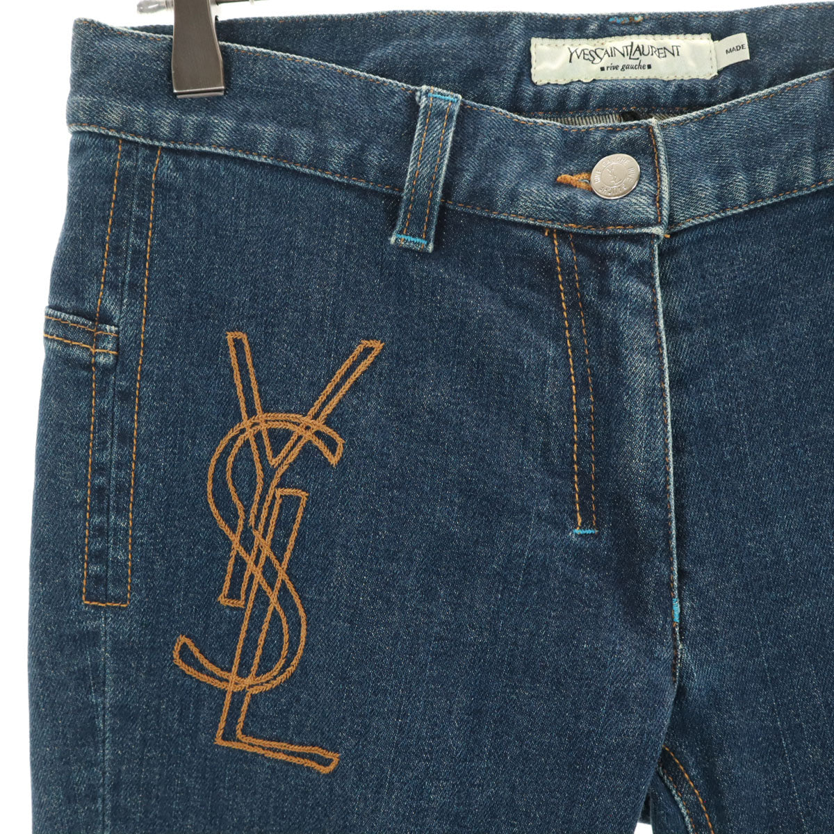 YVES SAINT LAURENT イヴサンローラン イタリア製 ブーツカットデニムパンツ 38 インディゴブルー ジーンズ レディース