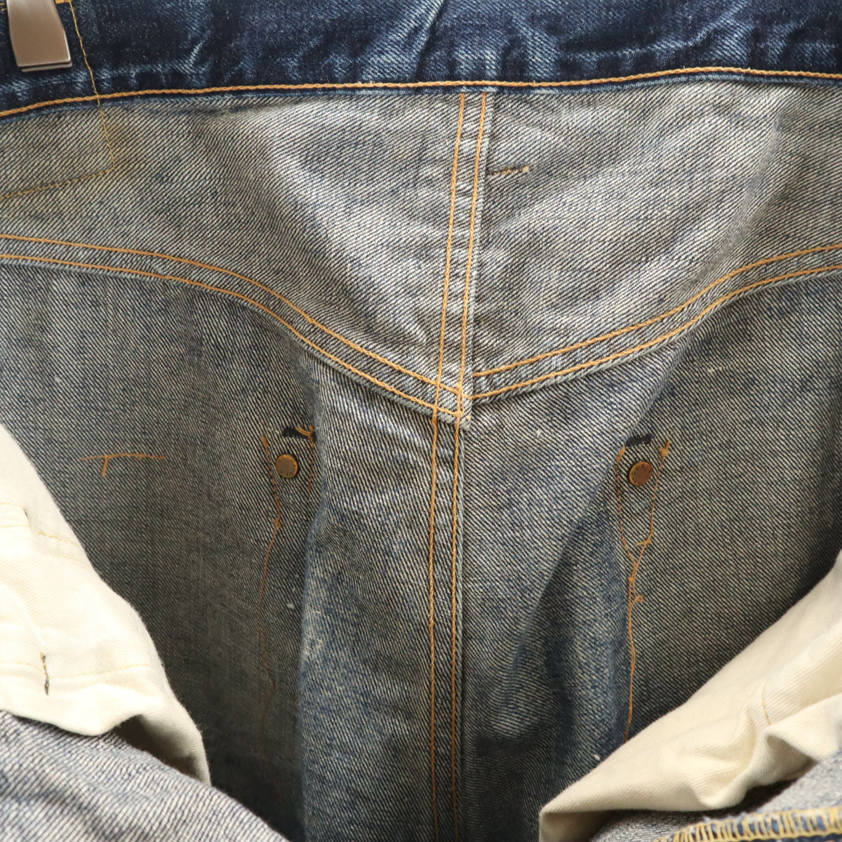 Denime ドゥニーム 裏リベット 赤耳 デニムパンツ W36 ブルー系 ボタンフライ メンズ