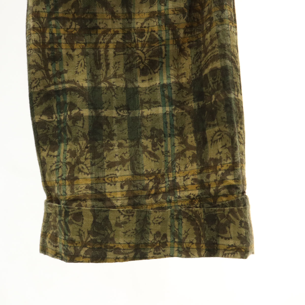 Needles ニードルズ 日本製 チェック 総柄 ストレートパンツ S ベージュ シンチバック メンズ